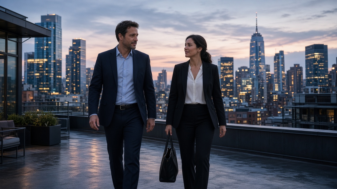 Advisors collaborating in a modern city